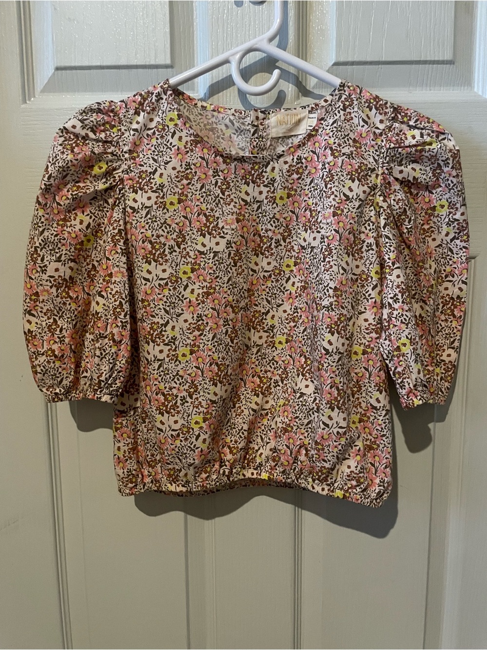 Nation LTD Heidi Floral Puff Sleeve Crop Top XS EUC